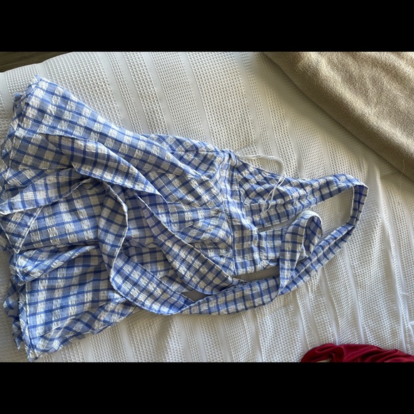 Free People Halter Dress Blue and White Checkered - Picture 4 of 8